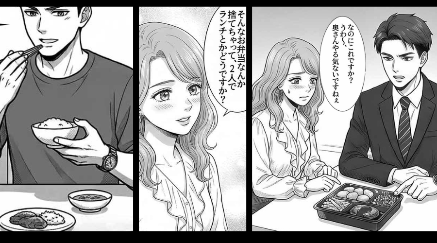 妻の弁当を、会社で見せ物にし“破棄する”夫！？ある夜⇒食卓で【恐ろしすぎる事実】に気づき…夫の箸が止まった話