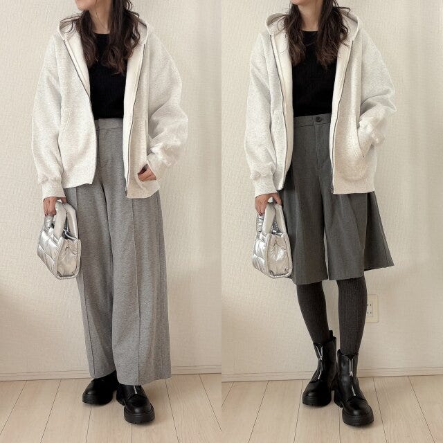 GUヘビーウェイトスウェットフルジップパーカのパンツスタイルNG＆OKコーデ