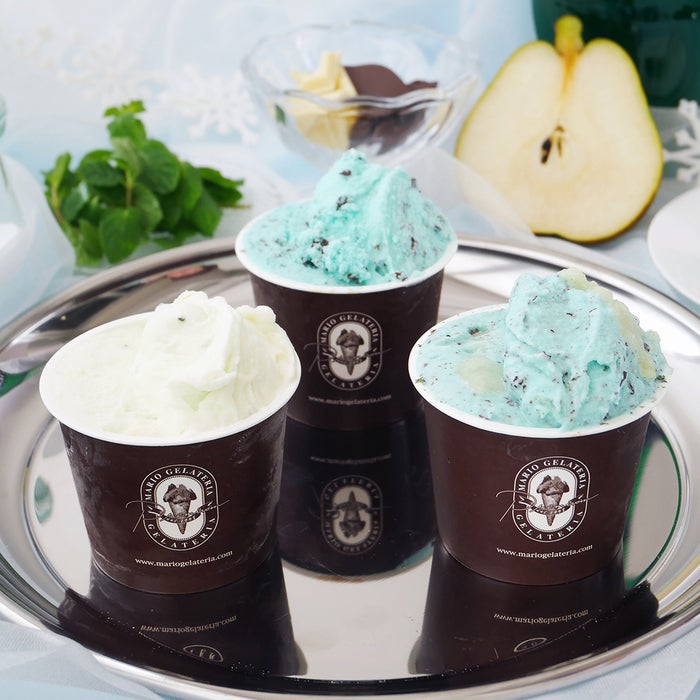 プレミアム マリオジェラテリアで展開中のチョコミント3種／画像提供：フェディー