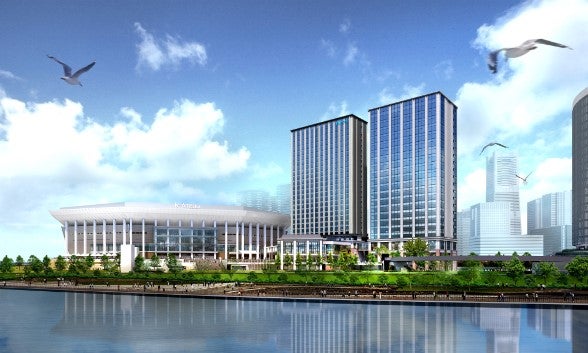 昼景のイメージ（中央が「ヒルトン横浜」）／画像提供：ヒルトン