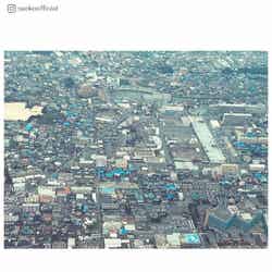 飛行機から撮影したという被災地の状況／紗栄子Instagramより