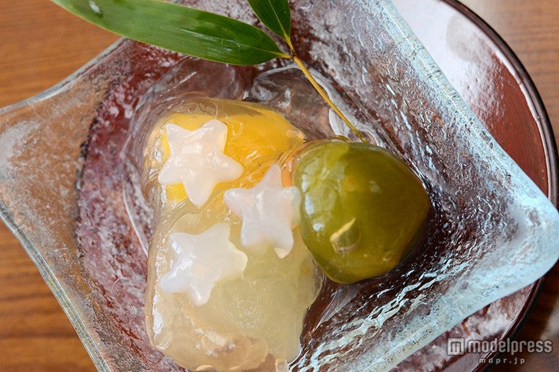 冬瓜の甲州煮とアセロラゼリー　星形ナタデココと青梅蜜煮添え