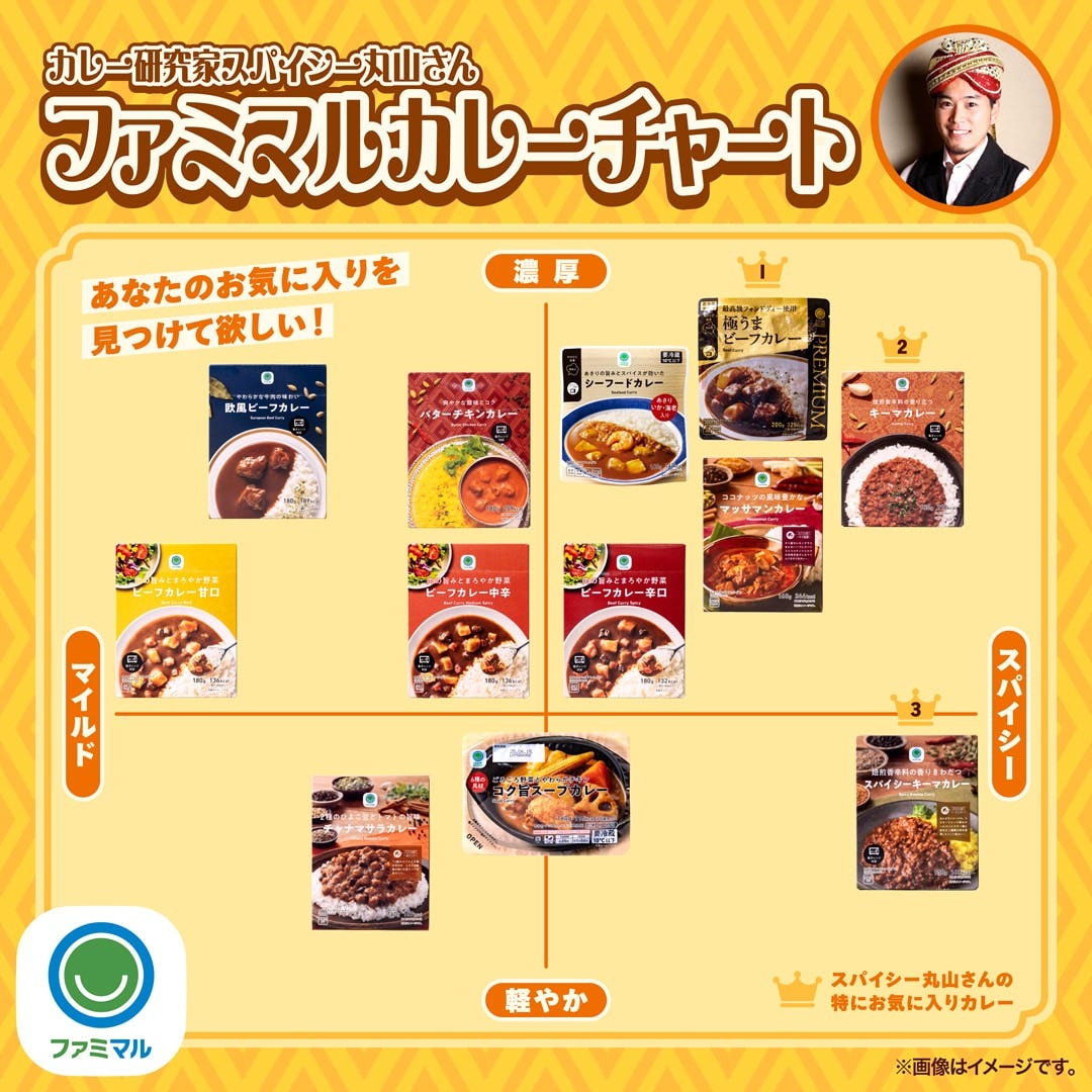 カレー研究家のスパイシー丸山氏による「ファミマルカレーチャート」 ※画像提供/ファミリーマート