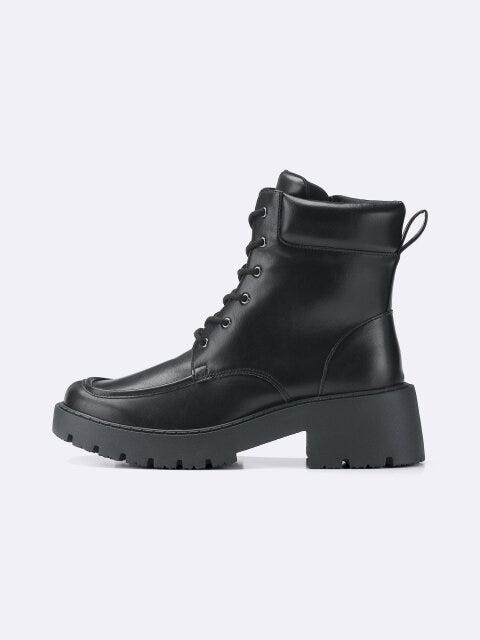 2025冬gu女性黒ボリュームソールレースアップブーツ