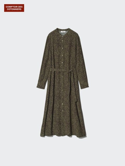 2025冬ユニクロレディースレーヨンプリントロングワンピース