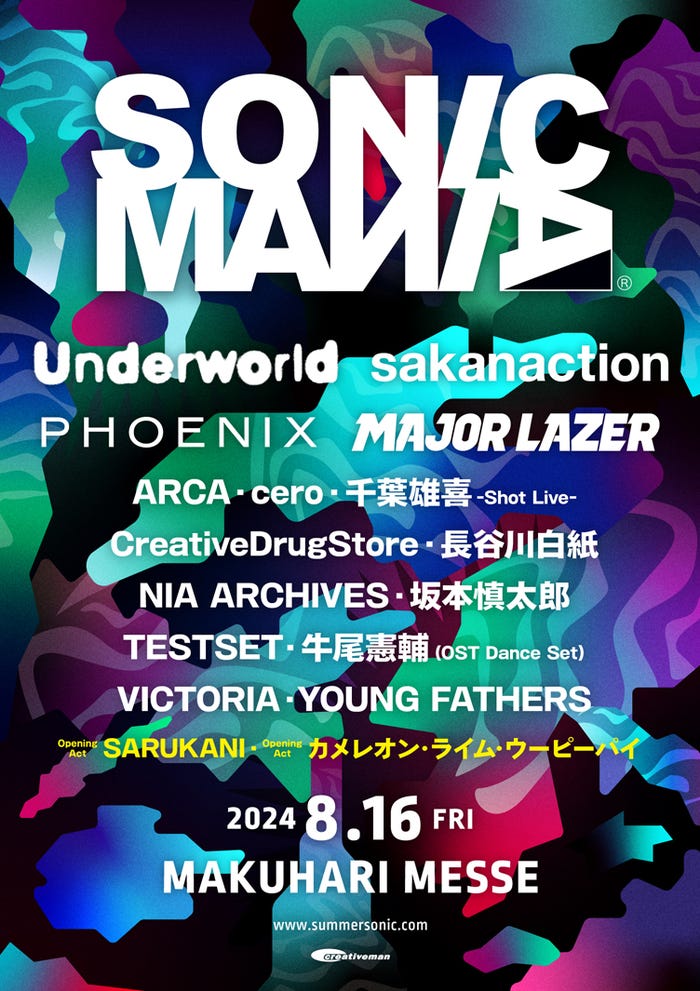 「SONICMANIA」東京公演出演アーティスト(提供写真)