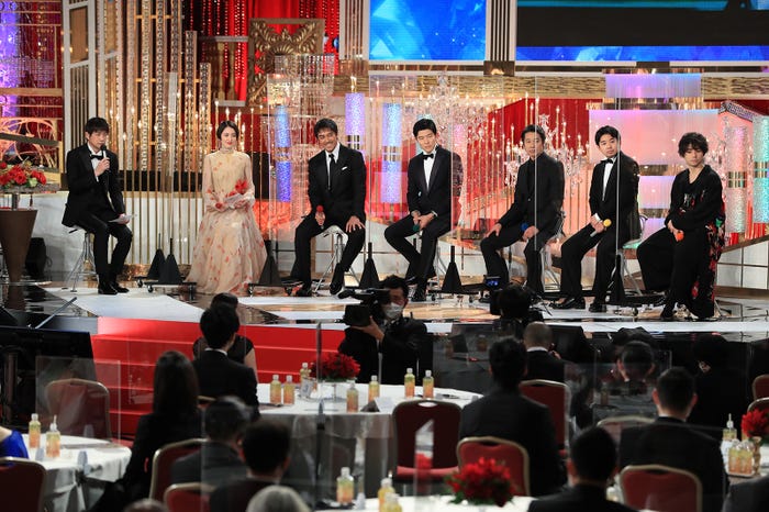 阿部寛、鈴木亮平、堤真一、仲野太賀、村上虹郎 (C)東京写真記者協会