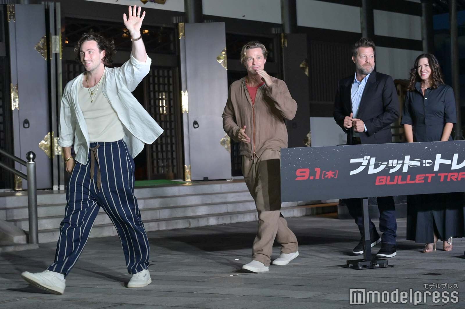 アーロン・テイラー＝ジョンソン、ブラッド・ピット、デヴィッド・リーチ監督、ケリー・マコーミック氏（C）モデルプレス