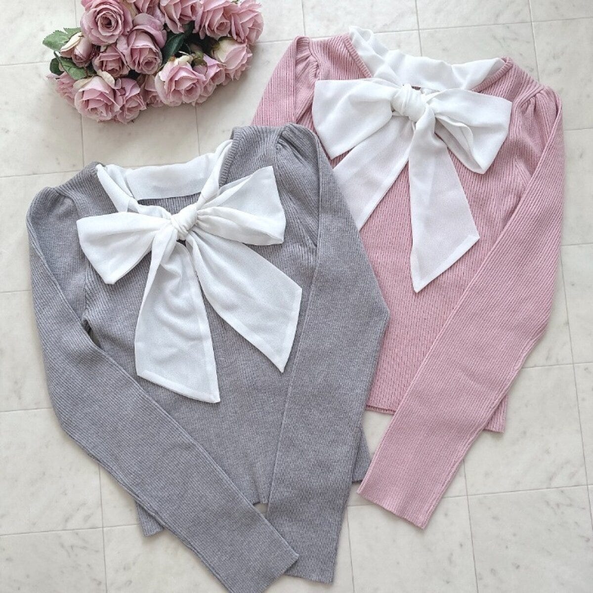 ボウタイニットプルオーバー 2026春しまむら大人女性おすすめボウタイニットプルオーバー