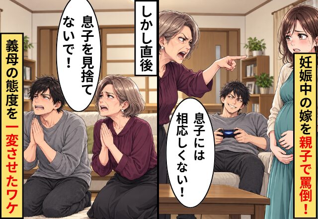 義母「息子には相応しくない！」妊娠中の嫁を親子で罵倒！しかし直後⇒義母「息子を見捨てないで！」態度を一変させたワケ