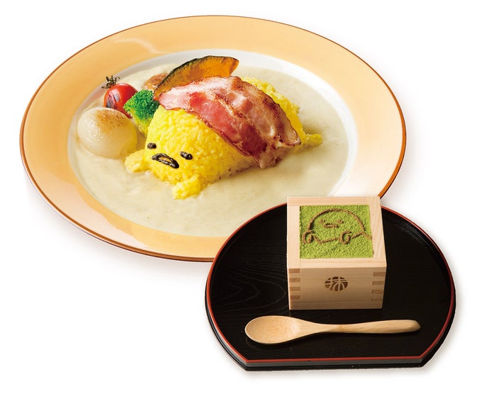 ぐでホワイトカレー＋宇治抹茶のティラミス　1,400円 （C）2013，2019 SANRIO CO．，LTD．APPROVAL NO．S594200