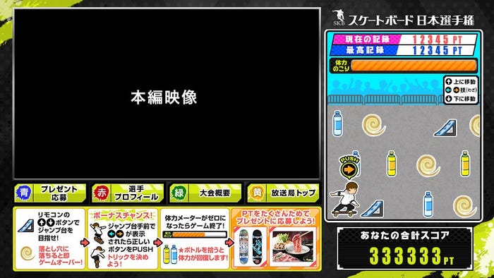 「スケートボード日本選手権」データ放送(提供写真)