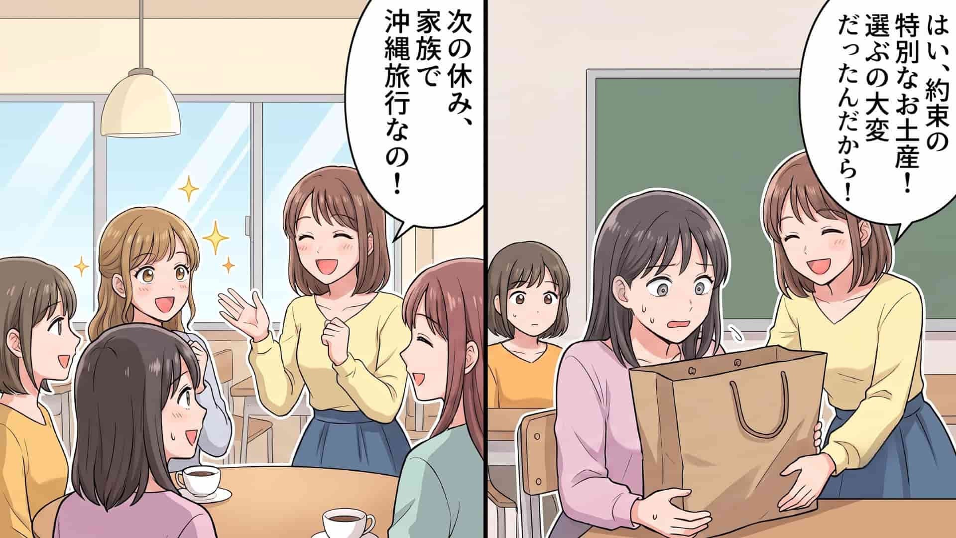 【友だちトラブル】友人からのお土産に一同ドン引き！？後日、誰も予想できなかった【衝撃の事実】が発覚して…！
