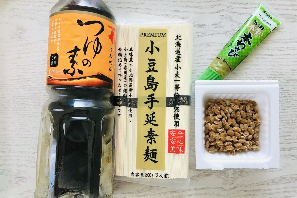 納豆わさびそうめん