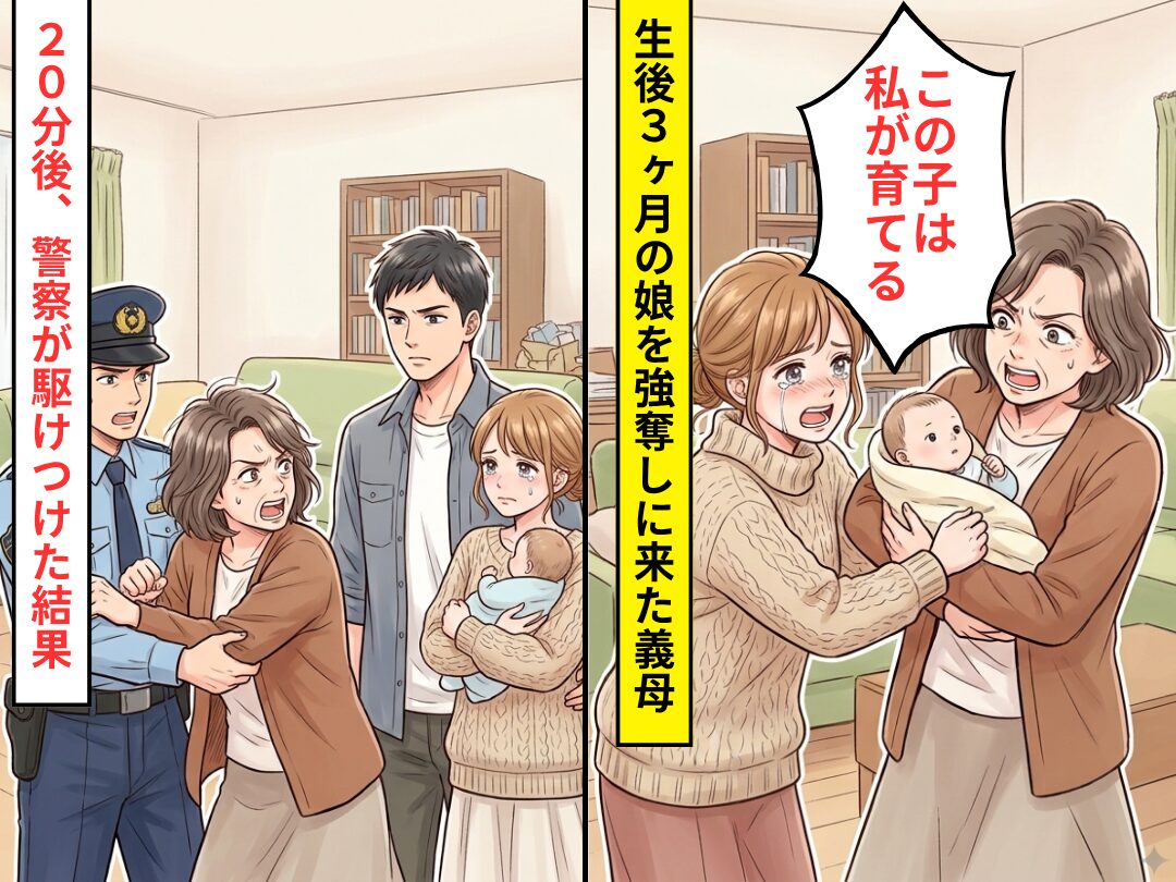 生後3ヶ月の娘を…「私が育てる」強奪しに来た義母！？だが20分後⇒警察が駆けつけた結果