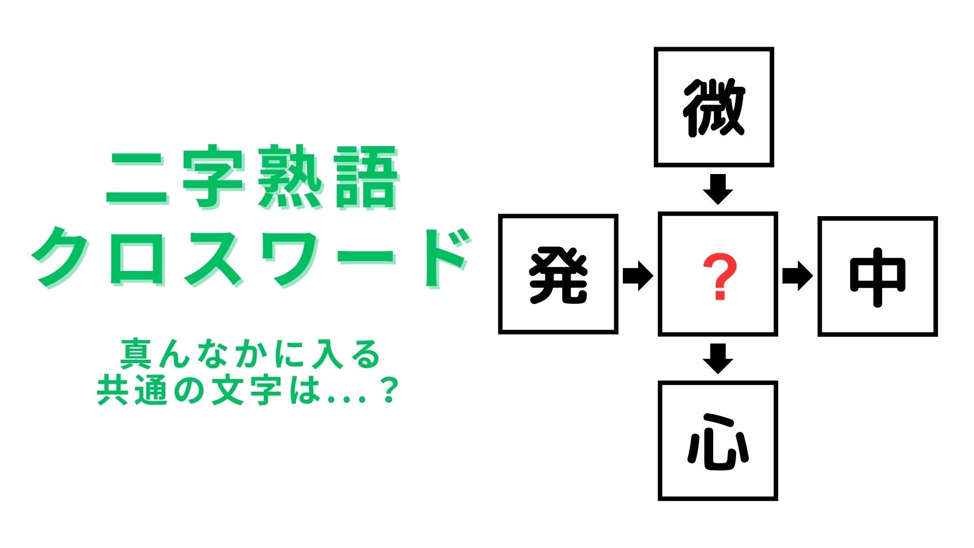 【二字熟語クロスワード】真んなかに入る漢字は？5秒以内に答えたい！