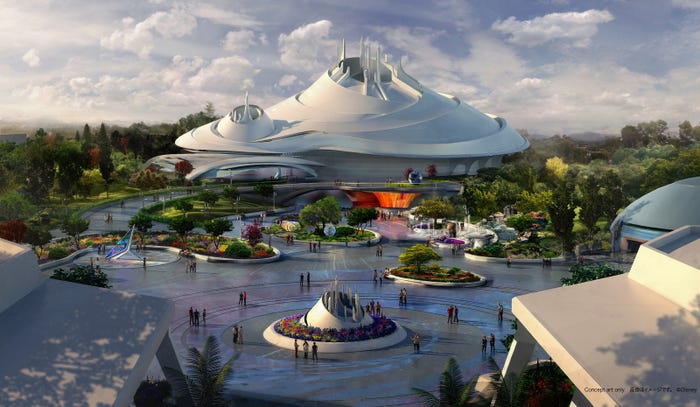 2027年開業予定の「スペース・マウンテン」および周辺の広場(C)Disney