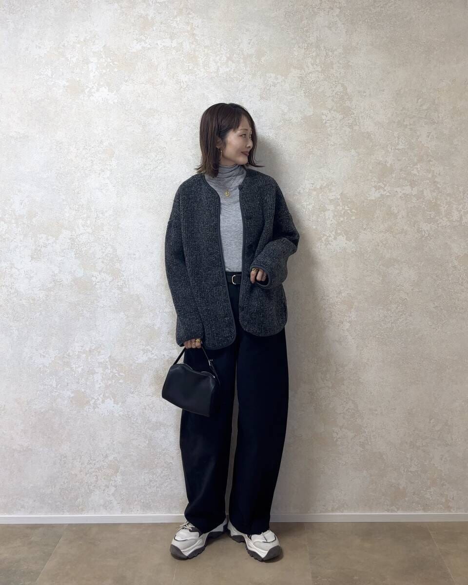 ユニクロボアフリースリラックスカーディガン ユニクロボアフリースリラックスカーディガンのグラデーションコーデ