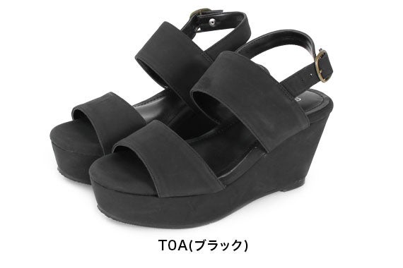 美脚プラットフォームダブルバンドウェッジサンダル「salus」2,999円（税込）