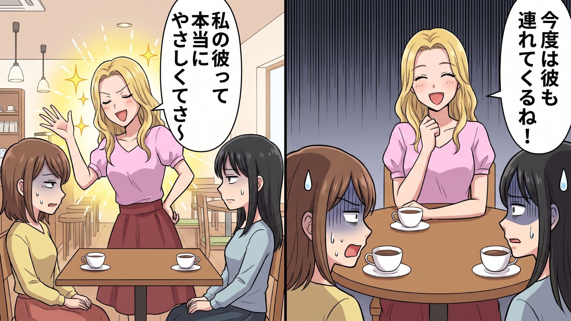 【最後にスカッと！】「私みたいに彼氏を作ったほうがいい」彼氏の自慢ばかりする友人にうんざり…彼を交えた食事会で、そんな“マウント女子”を黙らせる出来事が！？