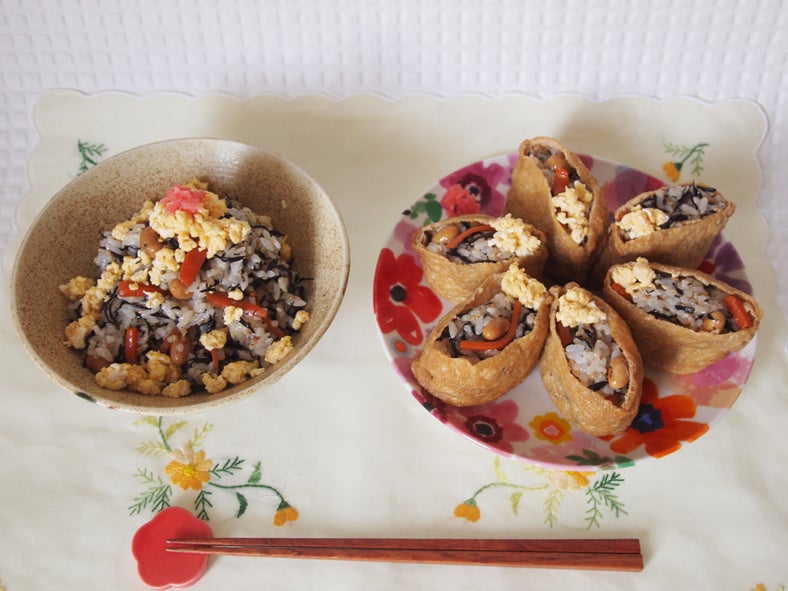 「ひじきごはん → おいなりさん」