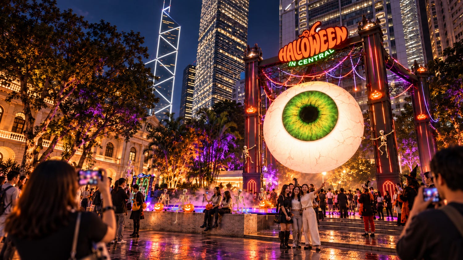 香港で「ハロウィーン・マンス」初開催!街全体がパーティ会場へ変身、⽬⽟のオブジェ&お化けの牢屋などフォトスポット満載