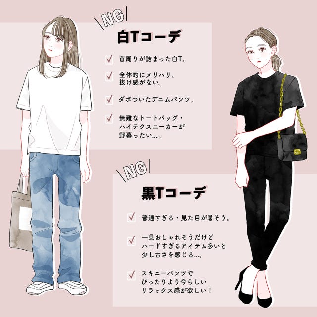 NG コーデ Tシャツ NG コーデ Tシャツ 白 黒