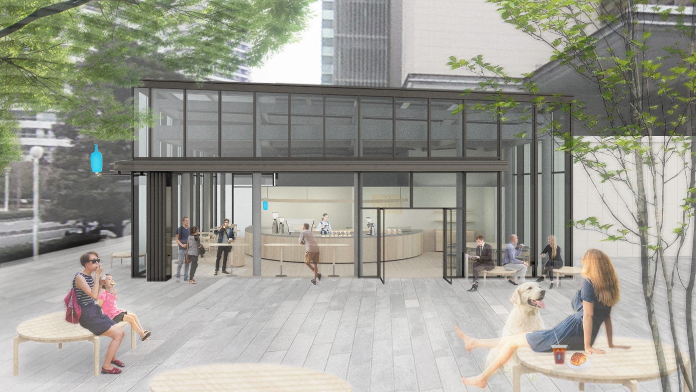 「ブルーボトルコーヒー みなとみらいカフェ」横浜2号店は公園に溶け込むデザイン空間