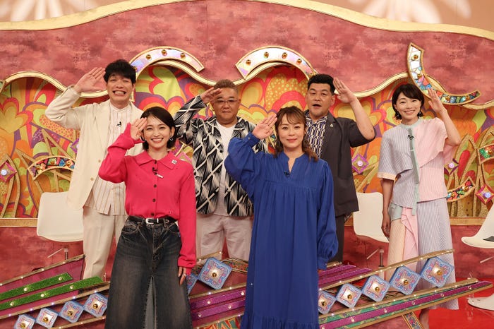 (後列左から)川島明、伊達みきお、富澤たけし、雨宮萌果(前列左から)岡本玲、佐藤仁美(C)フジテレビ