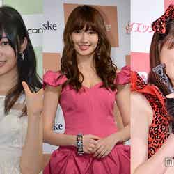 AKB48グループ内の美脚ランキングを発表／（左から）1位の指原莉乃、2位の小嶋陽菜、3位の吉田朱里【モデルプレス】