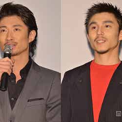 映画「俺たちの明日」初日舞台挨拶に登場した（左より）眞木大輔（MAKIDAI）、中尾明慶