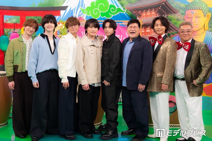 (左から)宮田俊哉、玉森裕太、横尾渉、二階堂高嗣、千賀健永、富澤たけし、藤ヶ谷太輔、伊達みきお(C)モデルプレス