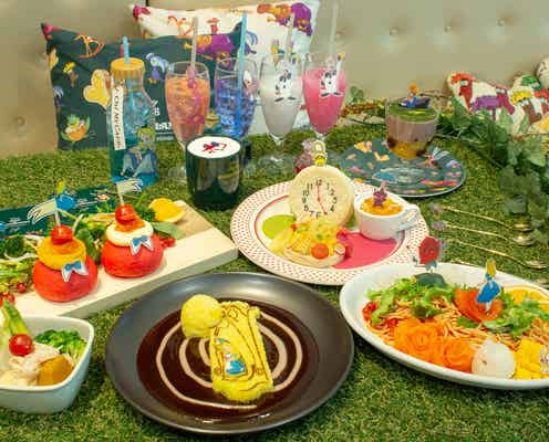 「ディズニー ふしぎの国のアリス」OH MY CAFE、アリスの冷製パスタや白うさぎのマフィンサンドなど10品