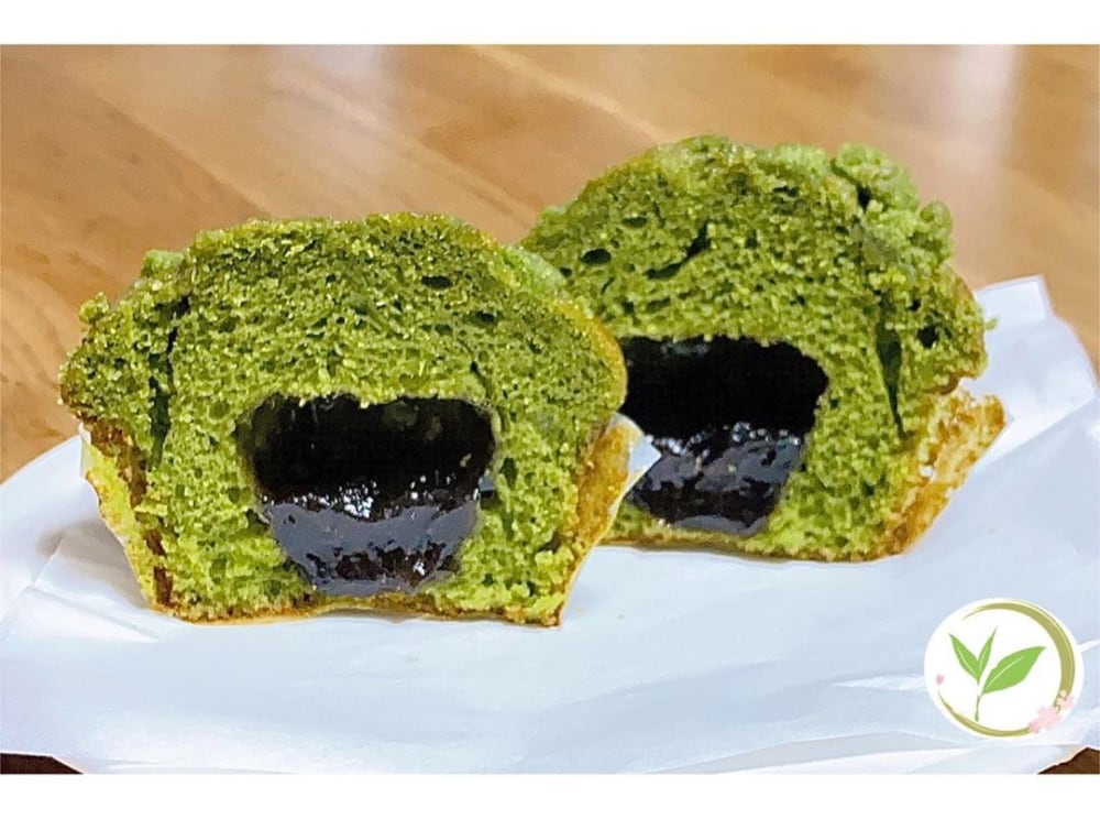 スタバの抹茶わらびもちマフィンの断面写真