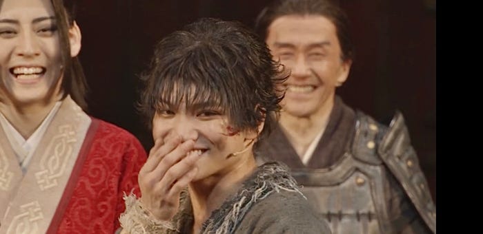 牧島輝、三浦宏規/舞台「キングダム」大千穐楽より(C)原泰久/集英社