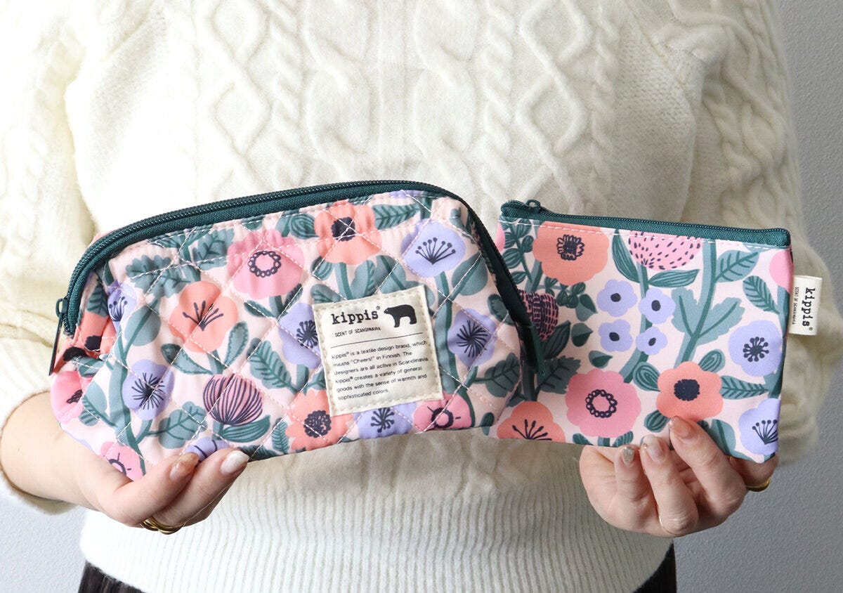 リンネルkippis花柄ポーチ