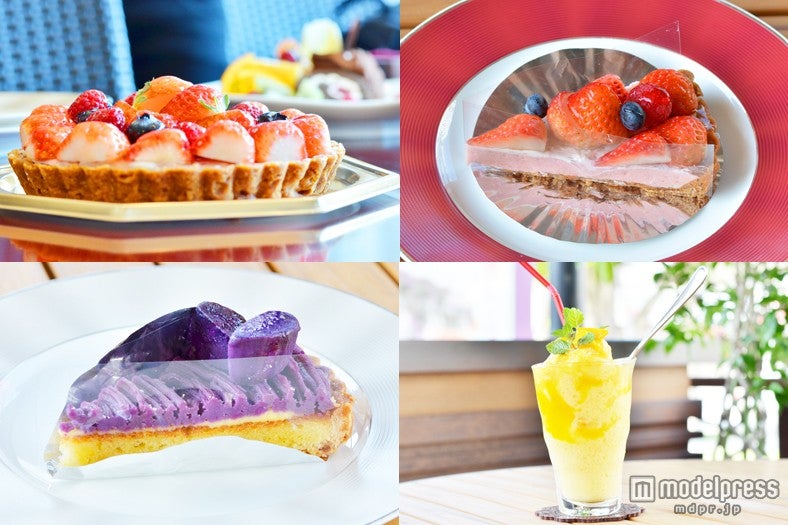 「紅いもタルト」や「3種のベリーのタルト」などフルーティなスイーツがたくさん