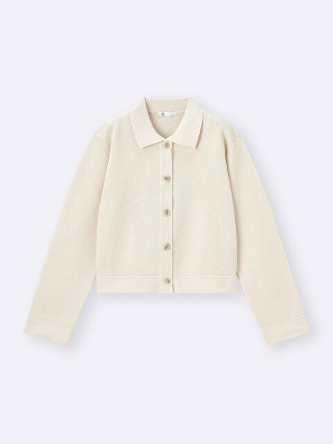 ミラノリブポロカーディガン 2025gu女性ミラノリブポロカーディガン