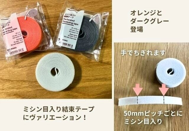 無印良品のミシン目入り結束テープのパッケージ