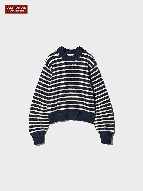 ユニクロのコットンブレンドクロップドクルーネックセーター