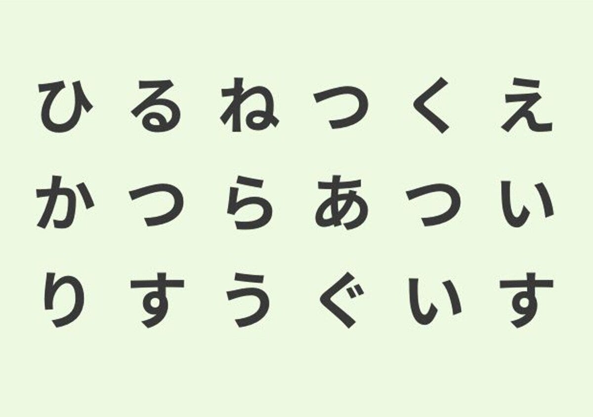 ひらがなが並んでいる心理テストのイラスト
