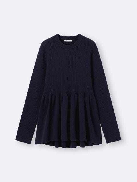 2025gu冬値下げペプラムニットプルオーバー