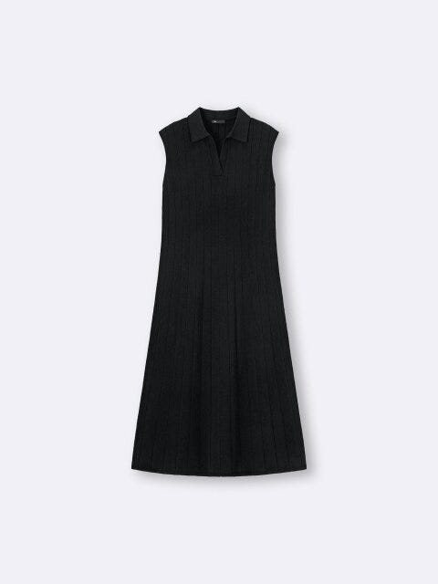 スキッパーポロワンピース 2025gu黒スキッパーポロワンピース