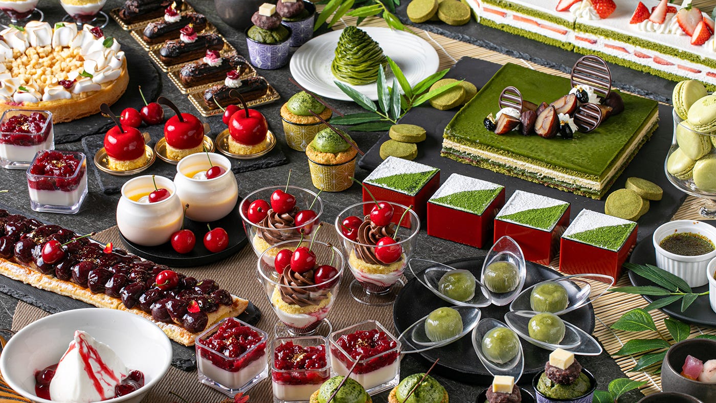 「抹茶&チェリースイーツブッフェ」池袋で開催、抹茶升ティラミスやパフェなど和洋スイーツ