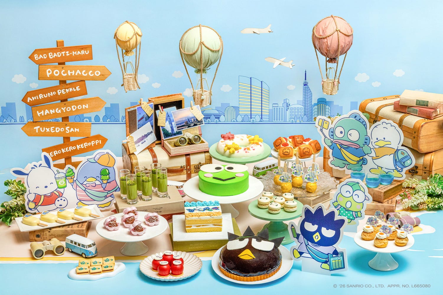 サンリオ“はぴだんぶい”がケーキやマカロンに!コラボスイーツビュッフェ福岡初開催