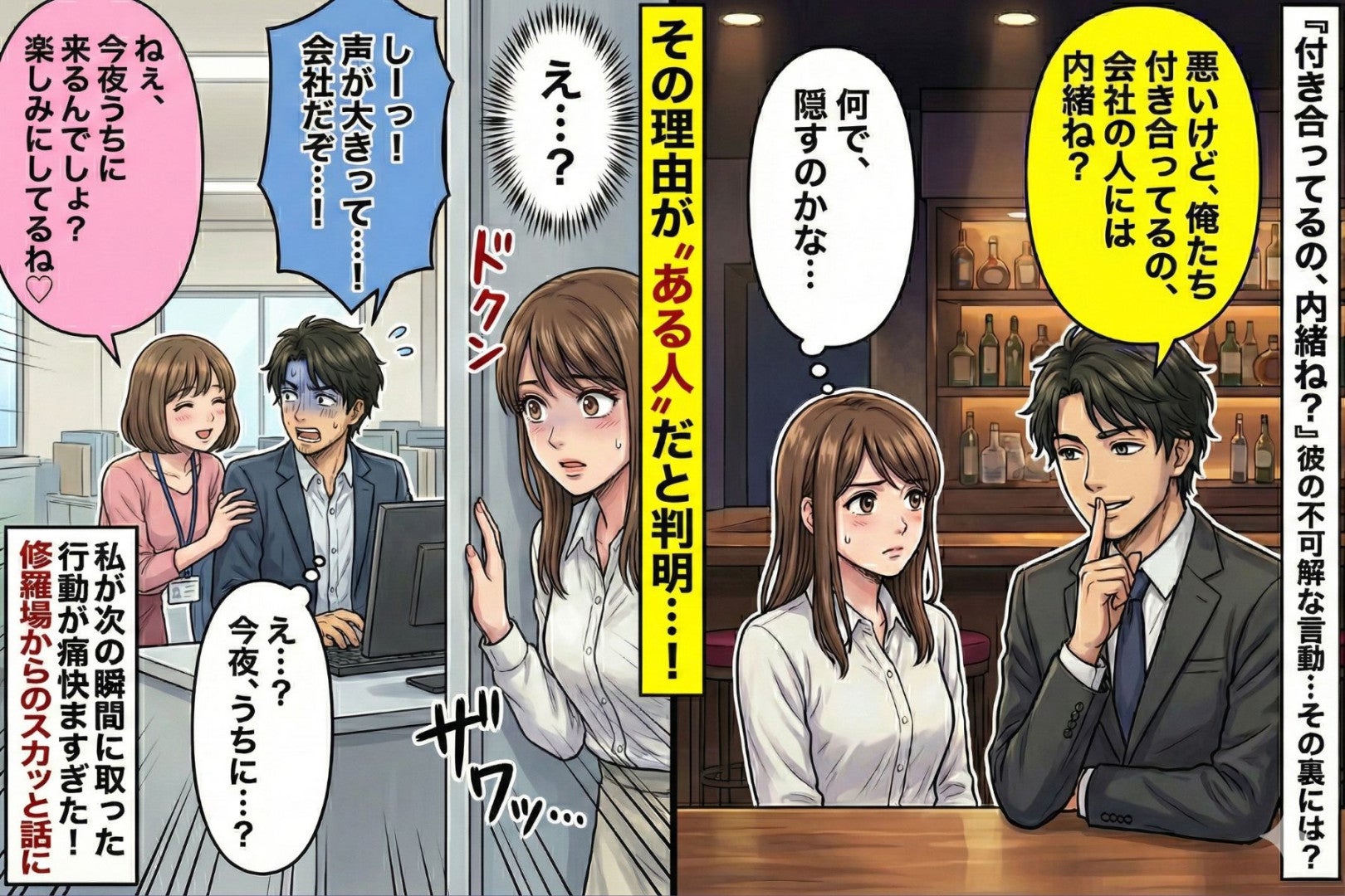 「付き合ってるの、内緒ね？」と言う彼→その理由が"ある人物"で判明…私が次の瞬間に取った行動が痛快すぎた
