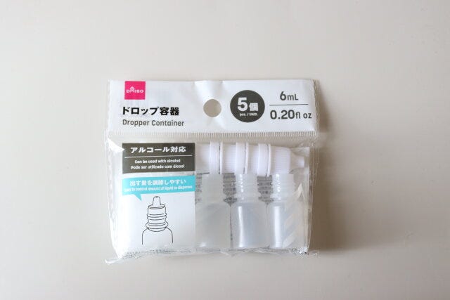 ダイソーのドロップ容器のパッケージ