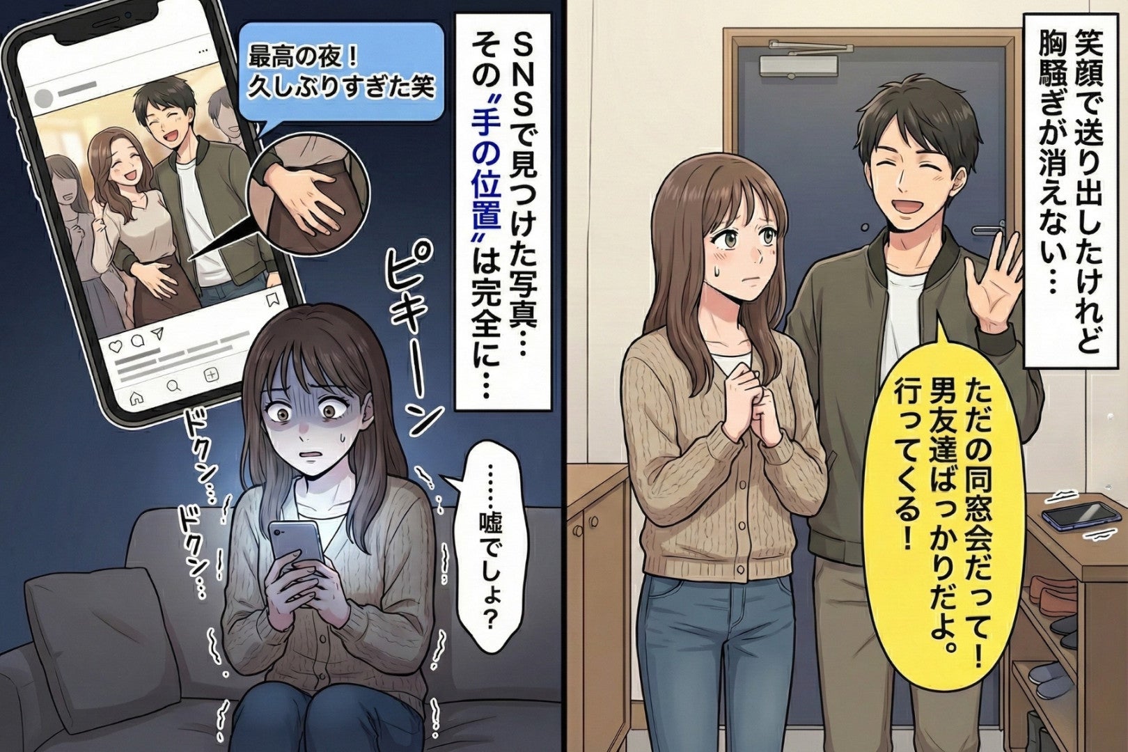 彼「同窓会行ってくるね」→SNSにアップされた写真、その“手の位置”に私は凍りついた...