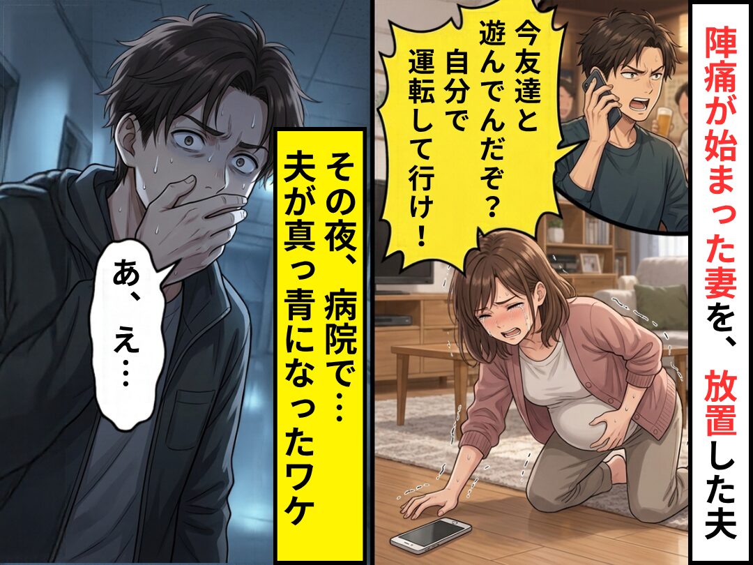 陣痛が始まった妻に…夫「今友達と遊んでんだぞ？自分で運転して行け！」その夜⇒「あ、え…」夫が真っ青になったワケ