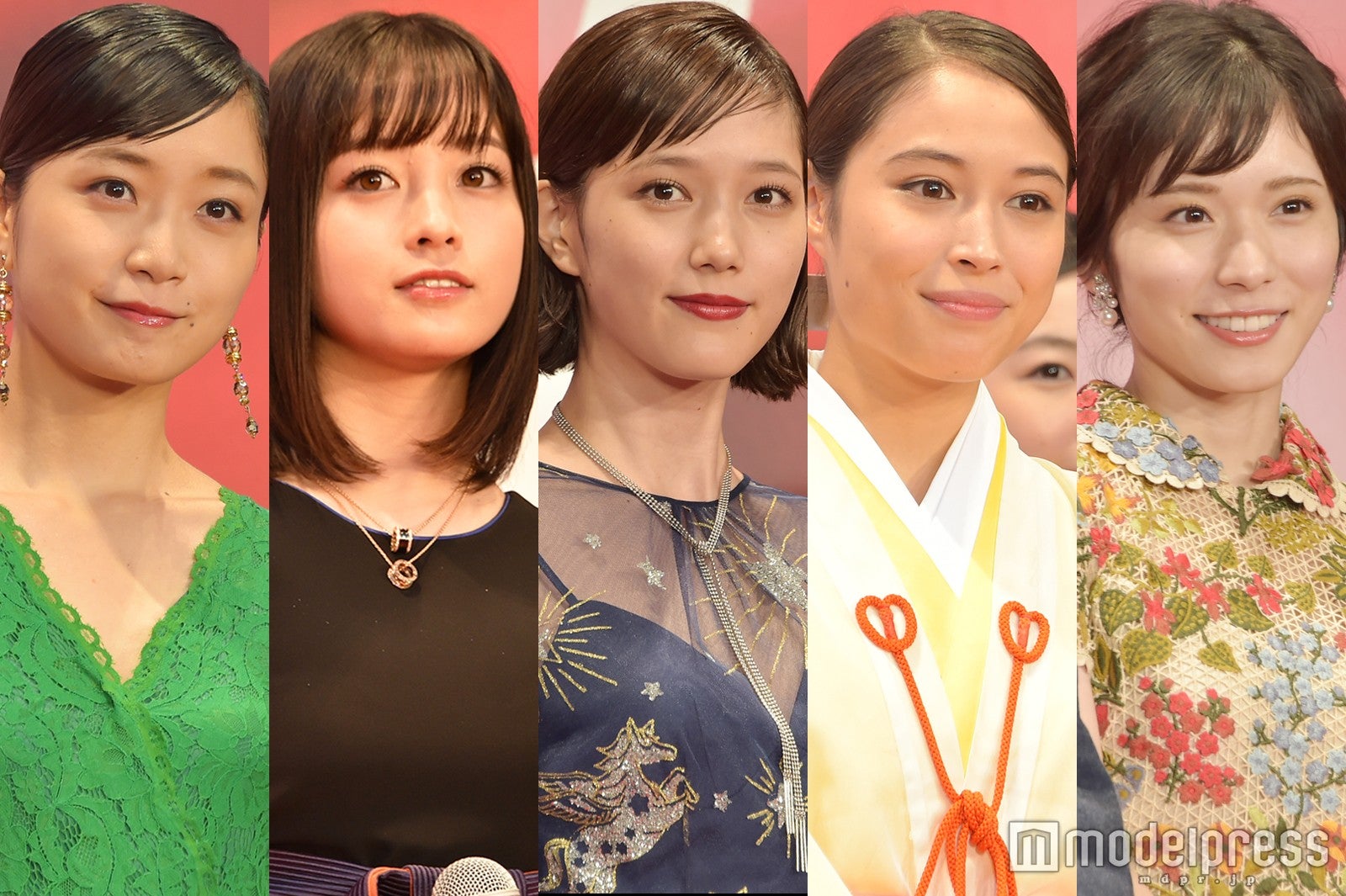（左から）深川麻衣、橋本環奈、本田翼、広瀬アリス、松岡茉優／東京国際映画祭（C）モデルプレス